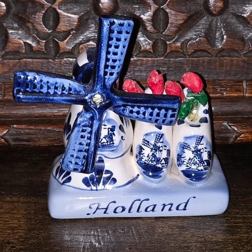 Delft blue mini windmill and - blue,