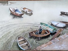 Vintage Original watercolour painting of Rowing Boat attrib. to Chris Hoggett