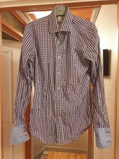 John Francomb Shirt 15 Collar Purple White Check