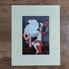 Thai Erotic Nude Painting Vintage Print Asian Breasts Naked Traditional Dress