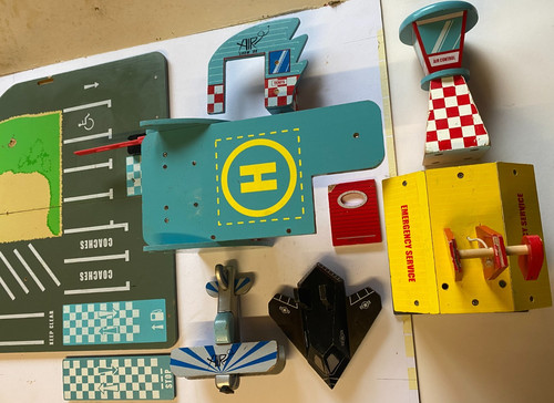 Group wooden toys airport - of, toys-
