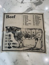 "Beef Cuts"  Vintage Linen