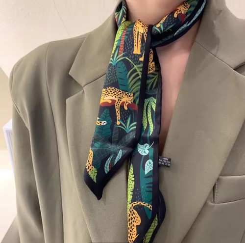 Green panther scarf ladies - green,