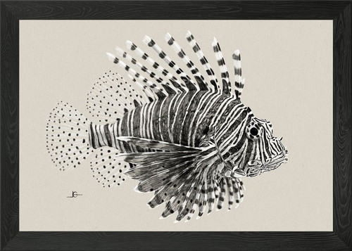 Lionfish illustration framed - lionfish,