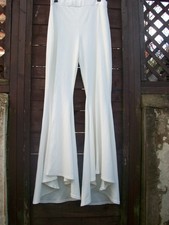 MISSGUIDED SUPER FLARED WHITE TROUSERS UK 14 MEDIUM/TALL  - FESTIVAL BOHO HIPPY
