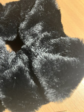 Handmade Very Large Hair  Scrunchie Mink Black Super Soft Faux Fur Bobble