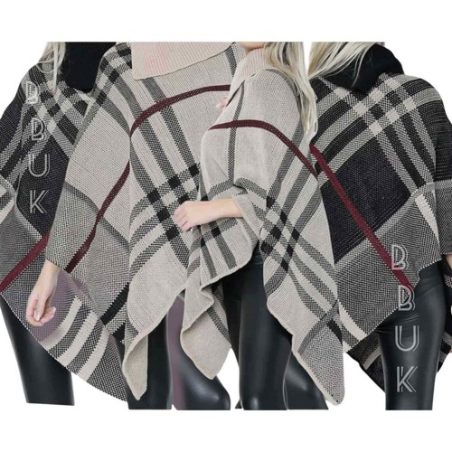 Ladies high neck poncho - ,