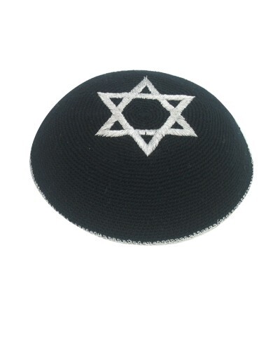 Black knitted kipah - knitted,