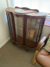 vintage oak display cabinet