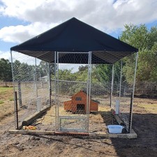 4m x 3m Large Heavy Duty Metal Chicken Coop Walk-In Poultry Run Cage with Door