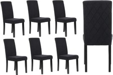 6 X Black Velvet Dining Chairs