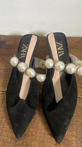 Zara black suede pearl - black,