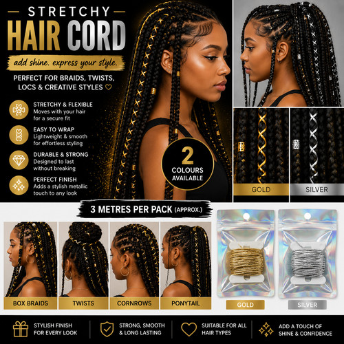 Gold silver stretchy hair - gold,