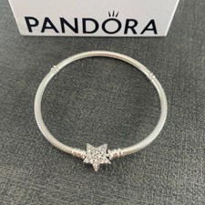 Genuine Pandora Asymmetric Star Clasp Snake Chain Charm Bracelet Silver ALE 925