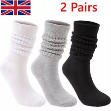 2 Pairs Ladies Slouch Socks Cotton Scrunch Knee High Extra Long and Heavy Socks