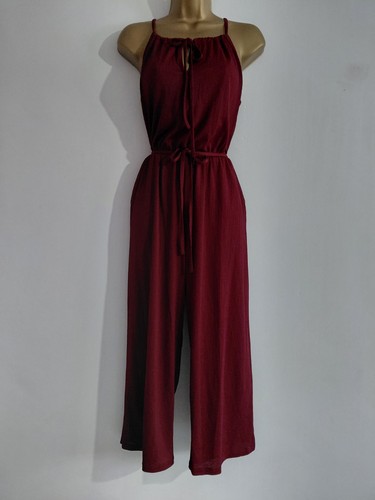 Maroon halter neck wide leg - halter,