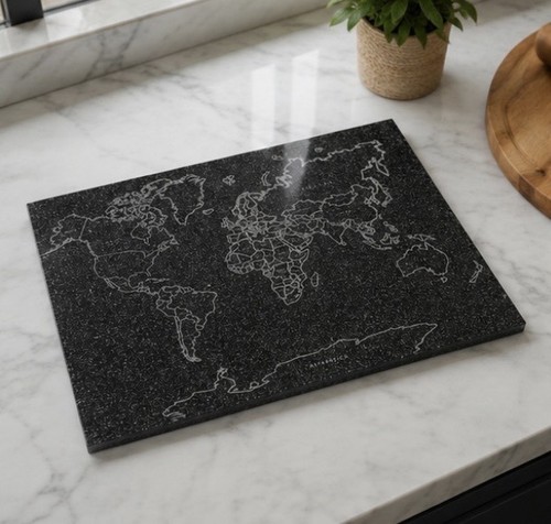 Engraved granite world - granite,