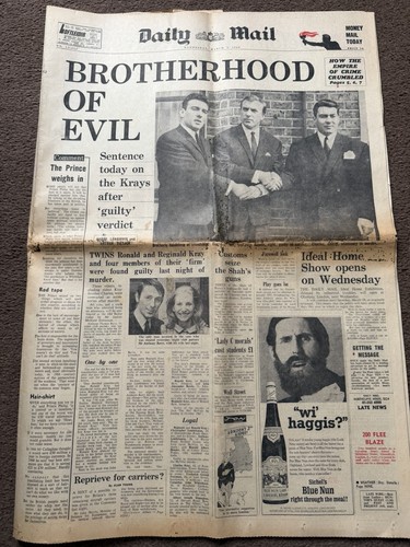 Kray twins front page headline - page,