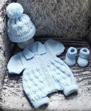 Hand knitted Baby Blue 3 Peice