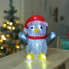Christmas LED Penguin Decoration Light Up Home Ornament 16cm Battery Auto Timer