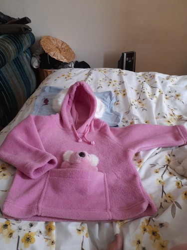 Girls hooded pink flecce with - pink, flecce,