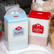 Set of 2 Tala Flour Storage Tins Plain & Self-Raising Vintage Retro Containers