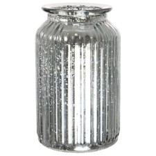 Splatter Silver Ribbed Vase