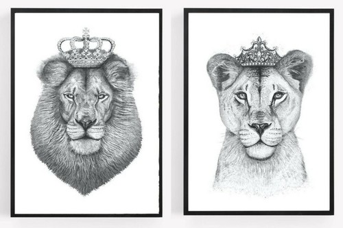 King queen lion lioness - lioness, print