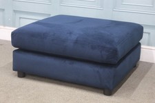 LOUNGE CO. ROMILLY FOOTSTOOL, IN MIDNIGHT INDIGO FABRIC. (1363)