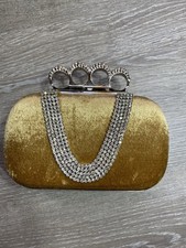Gold Velvet Clutch Bag Knuckle