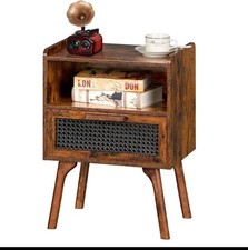 Rattan Nightstand, Boho Side