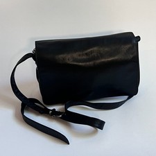 Enny Black Genuine Leather Messenger Bag Made in Italy Crossbody Satchel Purse