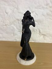 Lady in evening dress Figurine on Onyx Base Black and gold