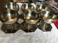 Zepter set of 6 goblets 24 k gold rim, for champagne or ice cream