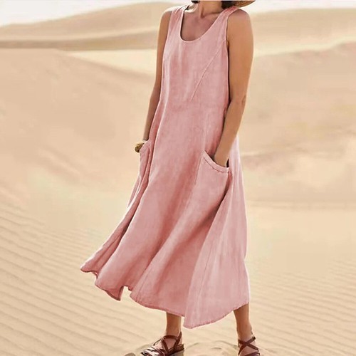 Women sleeveless solid dress - women,