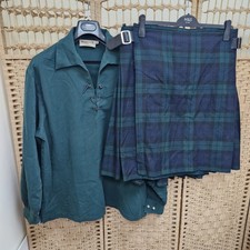 Heritage Scotland, Green Kilt Shirt Size XL & Blackwatch Tartan Kilt Size 38