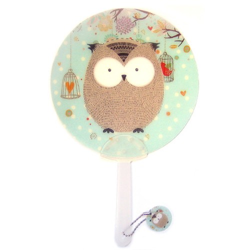 Owl plastic hand fan - owl, camping