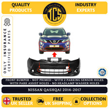 FITS NISSAN QASHQAI 2014-2017 FRONT BUMPER NOT PRIMED WITH PARKING CERTIFIED