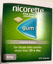 Nicorette Original Flavour 4mg 210 Pieces Chewing Gum Expiry 11.27 Stop Smoking