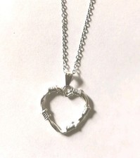 Silver Thorns Heart Bramble Barbed Wire Pendant Necklace Gothic Punk Jewellery