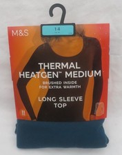 LADIES MARKS & SPENCER DARK TURQUOISE THERMAL HEATGEN EXTRA WARMTH  TOP SIZE 14