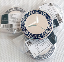 Mercedes-Benz Genuine Alloy Wheel Centre Caps Blue Logo 75mm Set of 4 OEM