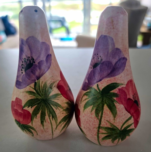 Vintage ceramic floral salt - ceramic,