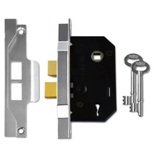 Union 2242 Silver/Grey Face 2 Lever Rebated Mortice Sash Lock 64mm Case Depth