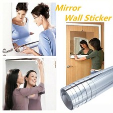 200x60cm Self Adhesive Mirror Wall Sticker Roll Cut Freely for Room Bathroom Dec
