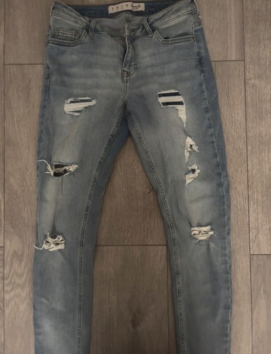 Denim blue ripped skinny jeans - denim,