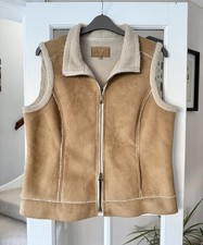 M&S Per Una Womens Faux Shearling Sheepskin Gilet Bodywarmer Size L Large 16-18