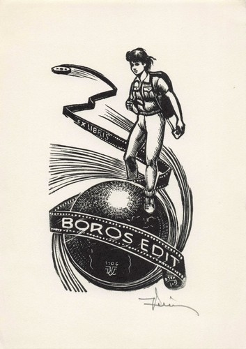 Vtg art libris bookplate - art,