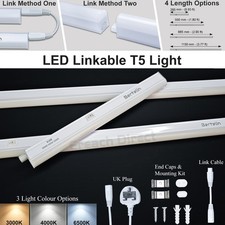 LED Linkable Kitchen Under Strip Cabinet Light 3 Colours Settings T5 Batten Plug