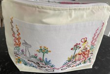 Handmade Zipper Bag, Recycled From Crinoline Lady Embroidered Antimacassar 